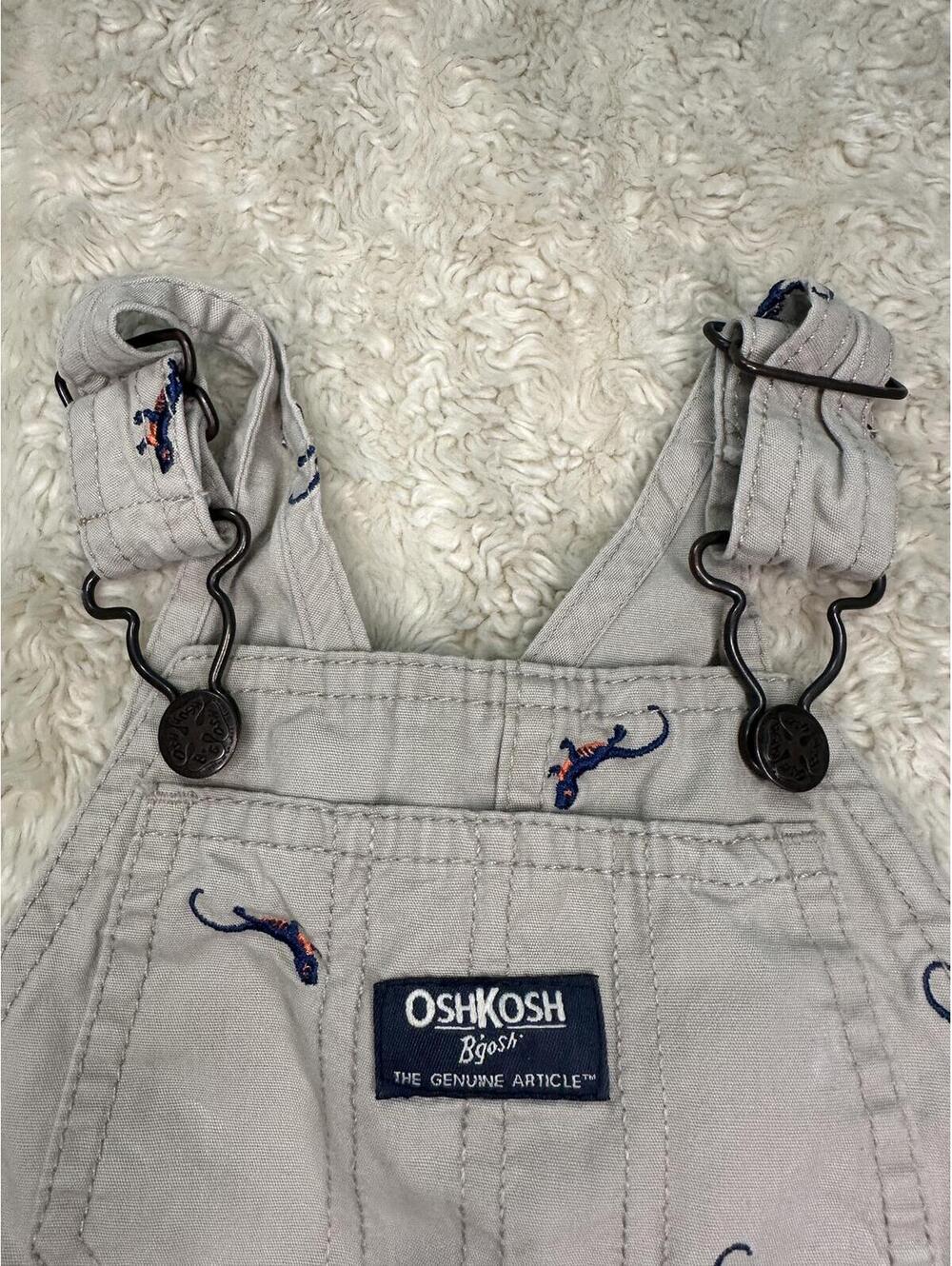 OshKosh B'gosh VestBak unisex khaki overalls 18M cotton embroidered classic - Picture 3 of 10